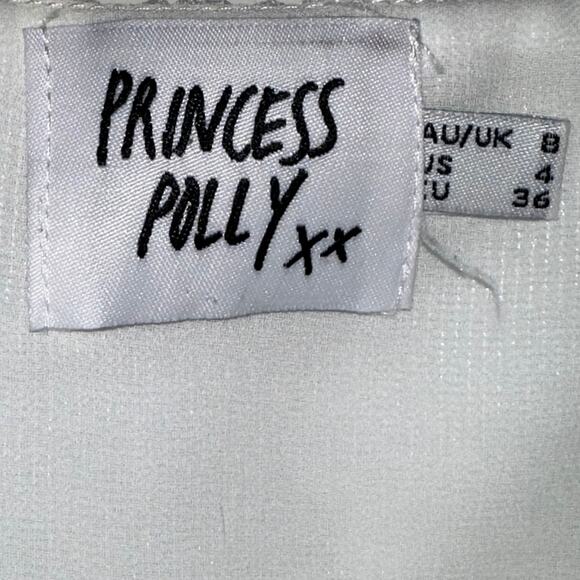 Princess Polly Ariah White Long Balloon Sleeve Milkmaid Crop Top Size 4 - Picture 3 of 16